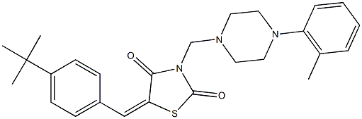 5-(4-tert-butylbenzylidene)-3-{[4-(2-methylphenyl)-1-piperazinyl]methyl}-1,3-thiazolidine-2,4-dione,500191-42-4,结构式