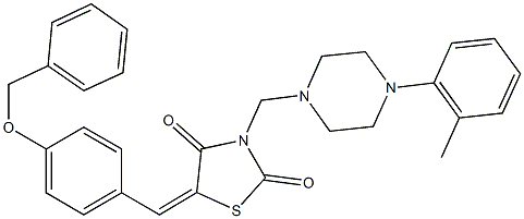 5-[4-(benzyloxy)benzylidene]-3-{[4-(2-methylphenyl)-1-piperazinyl]methyl}-1,3-thiazolidine-2,4-dione Structure