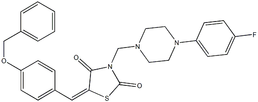 5-[4-(benzyloxy)benzylidene]-3-{[4-(4-fluorophenyl)-1-piperazinyl]methyl}-1,3-thiazolidine-2,4-dione 结构式