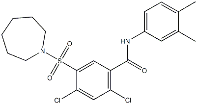 5-(1-azepanylsulfonyl)-2,4-dichloro-N-(3,4-dimethylphenyl)benzamide|