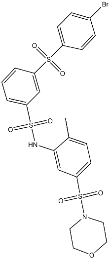 3-[(4-bromophenyl)sulfonyl]-N-[2-methyl-5-(4-morpholinylsulfonyl)phenyl]benzenesulfonamide Structure