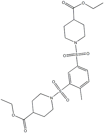 ethyl 1-[(5-{[4-(ethoxycarbonyl)-1-piperidinyl]sulfonyl}-2-methylphenyl)sulfonyl]-4-piperidinecarboxylate 化学構造式