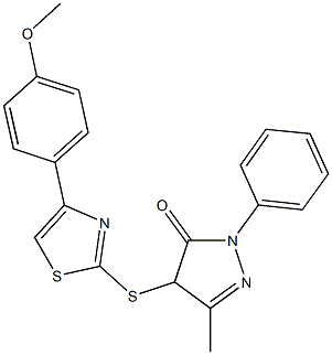 4-{[4-(4-methoxyphenyl)-1,3-thiazol-2-yl]sulfanyl}-5-methyl-2-phenyl-2,4-dihydro-3H-pyrazol-3-one Struktur
