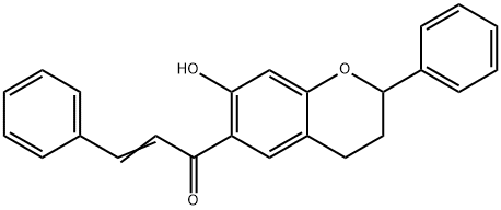 1-(7-hydroxy-2-phenyl-3,4-dihydro-2H-chromen-6-yl)-3-phenyl-2-propen-1-one 化学構造式