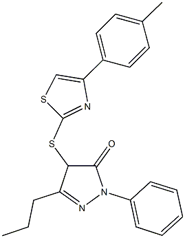 4-{[4-(4-methylphenyl)-1,3-thiazol-2-yl]sulfanyl}-2-phenyl-5-propyl-2,4-dihydro-3H-pyrazol-3-one Structure