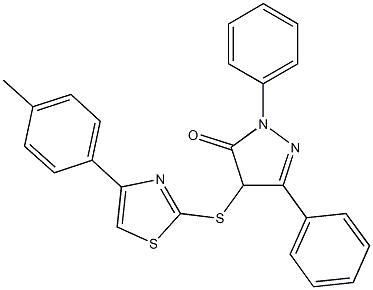 4-{[4-(4-methylphenyl)-1,3-thiazol-2-yl]sulfanyl}-2,5-diphenyl-2,4-dihydro-3H-pyrazol-3-one Struktur
