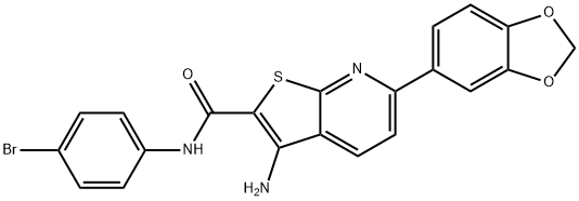 3-amino-6-(1,3-benzodioxol-5-yl)-N-(4-bromophenyl)thieno[2,3-b]pyridine-2-carboxamide,500196-59-8,结构式