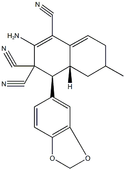 2-amino-4-(1,3-benzodioxol-5-yl)-6-methyl-4a,5,6,7-tetrahydro-1,3,3(4H)-naphthalenetricarbonitrile 化学構造式