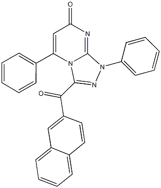 3-(2-naphthoyl)-1,5-diphenyl[1,2,4]triazolo[4,3-a]pyrimidin-7(1H)-one Struktur