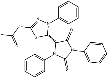 5-(5-oxo-1,3-diphenyl-2-thioxo-4-imidazolidinylidene)-4-phenyl-4,5-dihydro-1,3,4-thiadiazol-2-yl acetate Structure