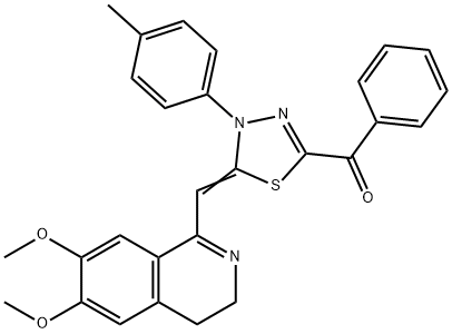 [5-[(6,7-dimethoxy-3,4-dihydro-1-isoquinolinyl)methylene]-4-(4-methylphenyl)-4,5-dihydro-1,3,4-thiadiazol-2-yl](phenyl)methanone,500264-65-3,结构式
