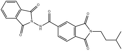 N-(1,3-dioxo-1,3-dihydro-2H-isoindol-2-yl)-2-isopentyl-1,3-dioxoisoindoline-5-carboxamide 结构式