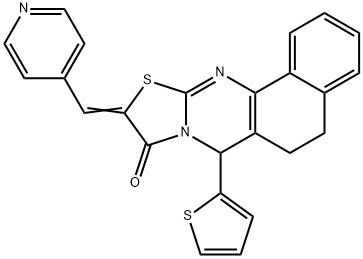 10-(4-pyridinylmethylene)-7-(2-thienyl)-5,7-dihydro-6H-benzo[h][1,3]thiazolo[2,3-b]quinazolin-9(10H)-one Structure