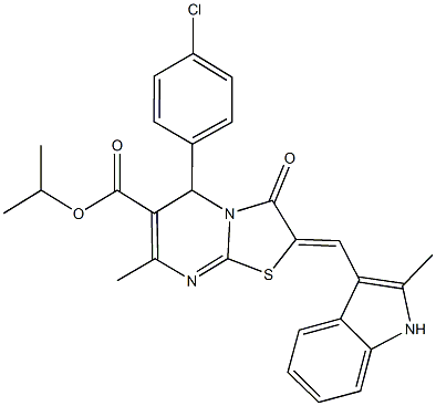 500265-41-8 isopropyl 5-(4-chlorophenyl)-7-methyl-2-[(2-methyl-1H-indol-3-yl)methylene]-3-oxo-2,3-dihydro-5H-[1,3]thiazolo[3,2-a]pyrimidine-6-carboxylate