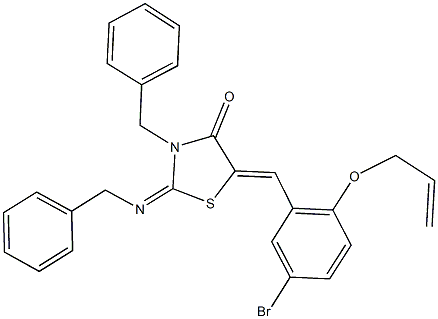 5-[2-(allyloxy)-5-bromobenzylidene]-3-benzyl-2-(benzylimino)-1,3-thiazolidin-4-one,500265-45-2,结构式