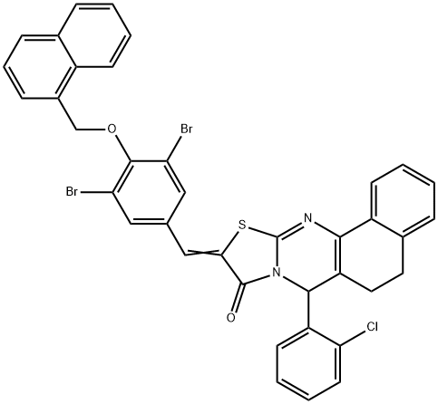 7-(2-chlorophenyl)-10-[3,5-dibromo-4-(1-naphthylmethoxy)benzylidene]-5,7-dihydro-6H-benzo[h][1,3]thiazolo[2,3-b]quinazolin-9(10H)-one Structure