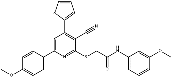 2-{[3-cyano-6-(4-methoxyphenyl)-4-thien-2-ylpyridin-2-yl]sulfanyl}-N-(3-methoxyphenyl)acetamide|