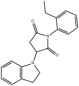 3-(2,3-dihydro-1H-indol-1-yl)-1-(2-ethylphenyl)pyrrolidine-2,5-dione Structure