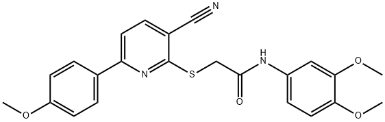 500271-99-8 2-{[3-cyano-6-(4-methoxyphenyl)pyridin-2-yl]sulfanyl}-N-(3,4-dimethoxyphenyl)acetamide