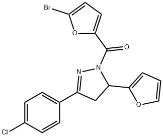 1-(5-bromo-2-furoyl)-3-(4-chlorophenyl)-5-(2-furyl)-4,5-dihydro-1H-pyrazole,500275-06-9,结构式