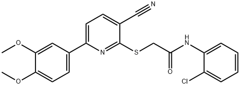 N-(2-chlorophenyl)-2-{[3-cyano-6-(3,4-dimethoxyphenyl)pyridin-2-yl]sulfanyl}acetamide 结构式