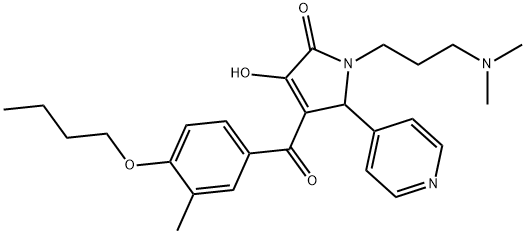 4-(4-butoxy-3-methylbenzoyl)-1-[3-(dimethylamino)propyl]-3-hydroxy-5-pyridin-4-yl-1,5-dihydro-2H-pyrrol-2-one 化学構造式