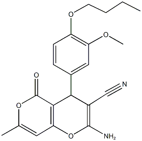 2-amino-4-(4-butoxy-3-methoxyphenyl)-7-methyl-5-oxo-4H,5H-pyrano[4,3-b]pyran-3-carbonitrile|