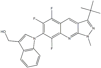 [1-(3-tert-butyl-5,6,8-trifluoro-1-methyl-1H-pyrazolo[3,4-b]quinolin-7-yl)-1H-indol-3-yl]methanol,501014-16-0,结构式