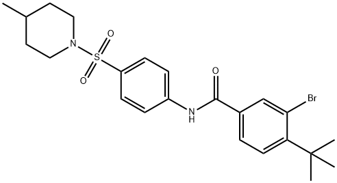 3-bromo-4-tert-butyl-N-{4-[(4-methyl-1-piperidinyl)sulfonyl]phenyl}benzamide 结构式