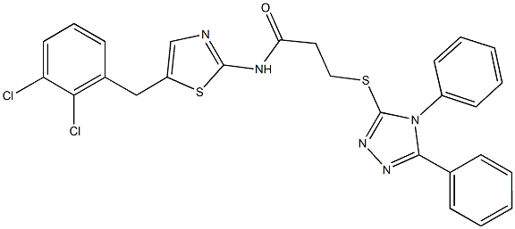 N-[5-(2,3-dichlorobenzyl)-1,3-thiazol-2-yl]-3-[(4,5-diphenyl-4H-1,2,4-triazol-3-yl)sulfanyl]propanamide Struktur