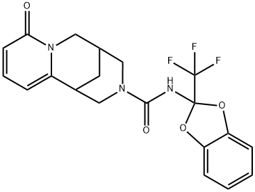 6-oxo-N-[2-(trifluoromethyl)-1,3-benzodioxol-2-yl]-7,11-diazatricyclo[7.3.1.0~2,7~]trideca-2,4-diene-11-carboxamide 化学構造式