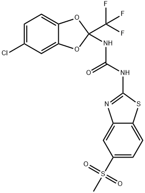 N-[5-chloro-2-(trifluoromethyl)-1,3-benzodioxol-2-yl]-N'-[5-(methylsulfonyl)-1,3-benzothiazol-2-yl]urea Structure