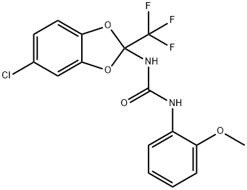 N-[5-chloro-2-(trifluoromethyl)-1,3-benzodioxol-2-yl]-N'-(2-methoxyphenyl)urea 化学構造式