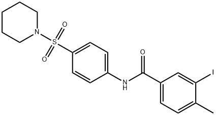 3-iodo-4-methyl-N-[4-(1-piperidinylsulfonyl)phenyl]benzamide Struktur