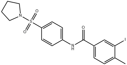 3-iodo-4-methyl-N-[4-(1-pyrrolidinylsulfonyl)phenyl]benzamide Struktur