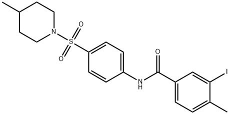 3-iodo-4-methyl-N-{4-[(4-methyl-1-piperidinyl)sulfonyl]phenyl}benzamide 结构式