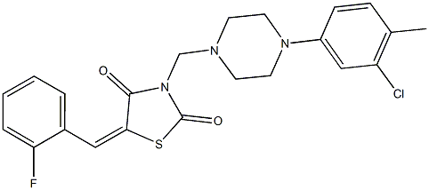 3-{[4-(3-chloro-4-methylphenyl)-1-piperazinyl]methyl}-5-(2-fluorobenzylidene)-1,3-thiazolidine-2,4-dione,501350-96-5,结构式