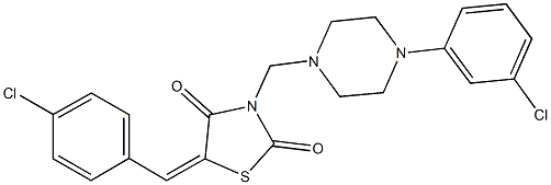 5-(4-chlorobenzylidene)-3-{[4-(3-chlorophenyl)-1-piperazinyl]methyl}-1,3-thiazolidine-2,4-dione,501351-19-5,结构式