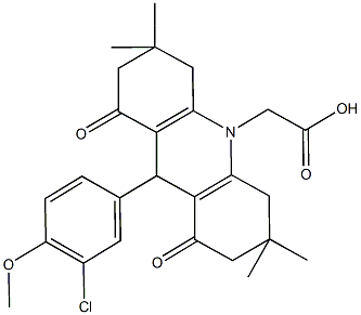 (9-(3-chloro-4-methoxyphenyl)-3,3,6,6-tetramethyl-1,8-dioxo-2,3,4,5,6,7,8,9-octahydro-10(1H)-acridinyl)acetic acid|