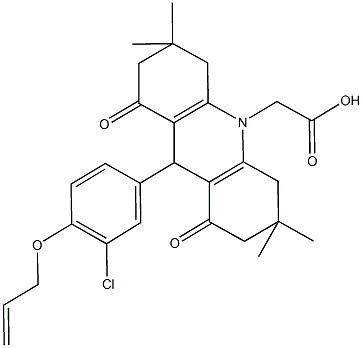 (9-[4-(allyloxy)-3-chlorophenyl]-3,3,6,6-tetramethyl-1,8-dioxo-2,3,4,5,6,7,8,9-octahydro-10(1H)-acridinyl)acetic acid Struktur