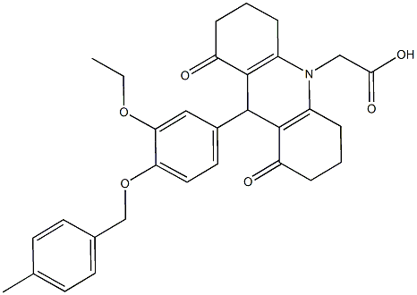 (9-{3-ethoxy-4-[(4-methylbenzyl)oxy]phenyl}-1,8-dioxo-2,3,4,5,6,7,8,9-octahydro-10(1H)-acridinyl)acetic acid Struktur