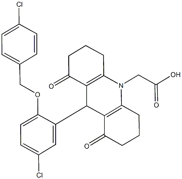 (9-{5-chloro-2-[(4-chlorobenzyl)oxy]phenyl}-1,8-dioxo-2,3,4,5,6,7,8,9-octahydro-10(1H)-acridinyl)acetic acid|