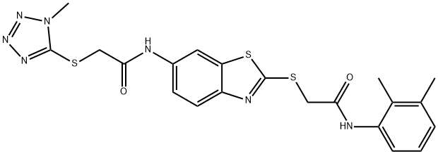 N-(2-{[2-(2,3-dimethylanilino)-2-oxoethyl]sulfanyl}-1,3-benzothiazol-6-yl)-2-[(1-methyl-1H-tetraazol-5-yl)sulfanyl]acetamide Structure