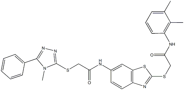 N-(2-{[2-(2,3-dimethylanilino)-2-oxoethyl]sulfanyl}-1,3-benzothiazol-6-yl)-2-[(4-methyl-5-phenyl-4H-1,2,4-triazol-3-yl)sulfanyl]acetamide Structure