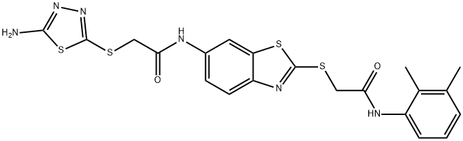2-[(5-amino-1,3,4-thiadiazol-2-yl)sulfanyl]-N-(2-{[2-(2,3-dimethylanilino)-2-oxoethyl]sulfanyl}-1,3-benzothiazol-6-yl)acetamide|