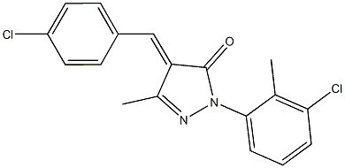 4-(4-chlorobenzylidene)-2-(3-chloro-2-methylphenyl)-5-methyl-2,4-dihydro-3H-pyrazol-3-one,501355-08-4,结构式