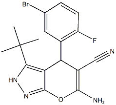 501910-57-2 6-amino-4-(5-bromo-2-fluorophenyl)-3-tert-butyl-2,4-dihydropyrano[2,3-c]pyrazole-5-carbonitrile