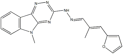 3-(2-furyl)-2-methylacrylaldehyde (5-methyl-5H-[1,2,4]triazino[5,6-b]indol-3-yl)hydrazone 化学構造式