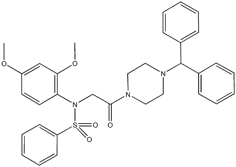 N-[2-(4-benzhydryl-1-piperazinyl)-2-oxoethyl]-N-(2,4-dimethoxyphenyl)benzenesulfonamide Structure