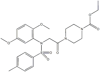 ethyl 4-({2,5-dimethoxy[(4-methylphenyl)sulfonyl]anilino}acetyl)piperazine-1-carboxylate Structure